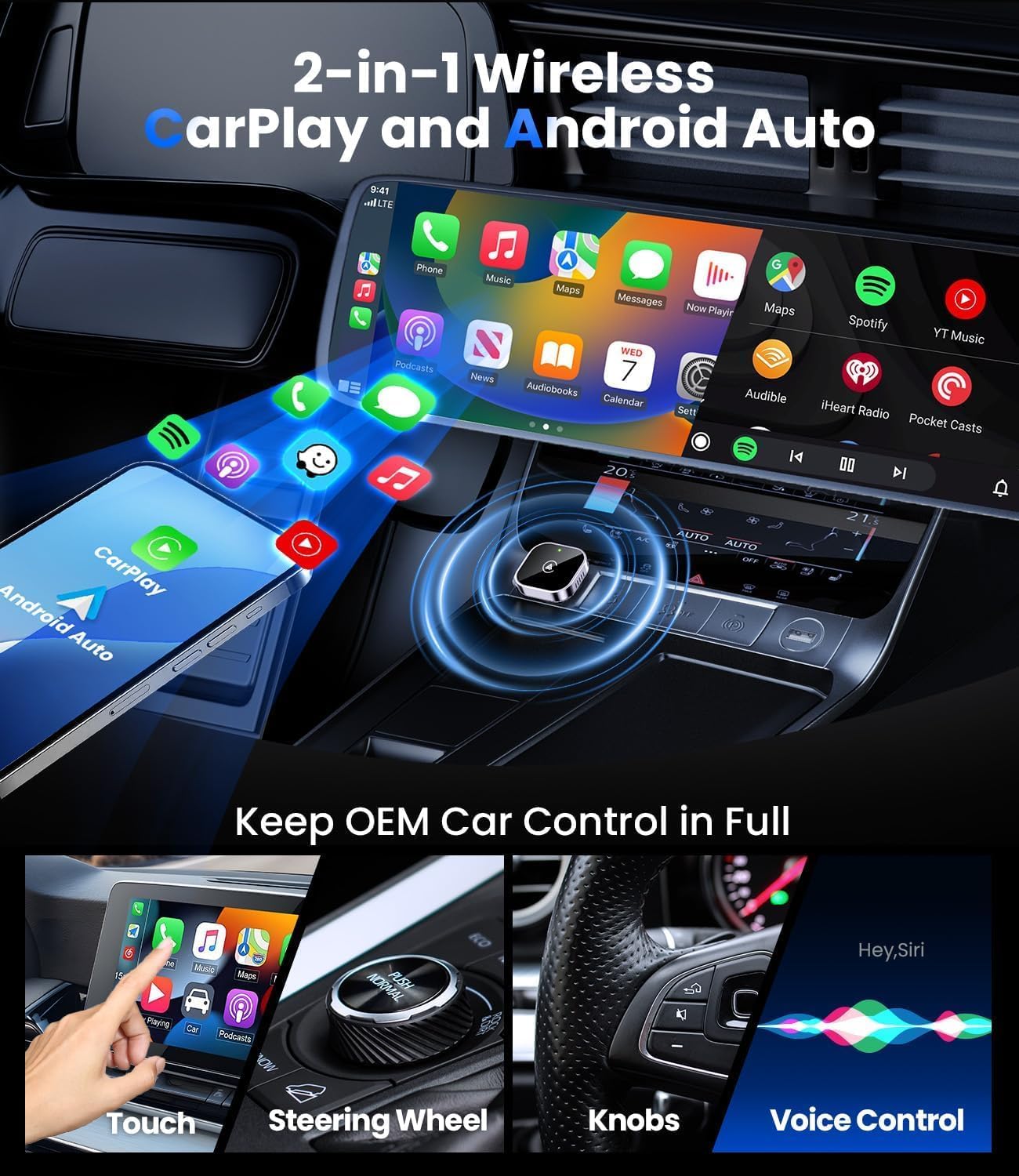 2in1 Wired to Wireless CarPlay Adapter - LitDoors™
